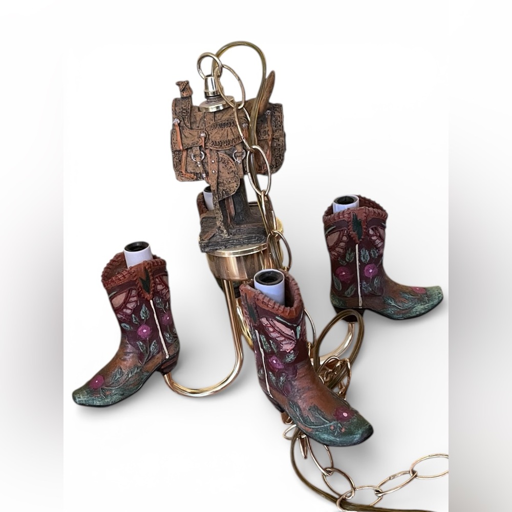 Rustic OOAK Cowboy Boot Chandelier - Picture 4 of 16